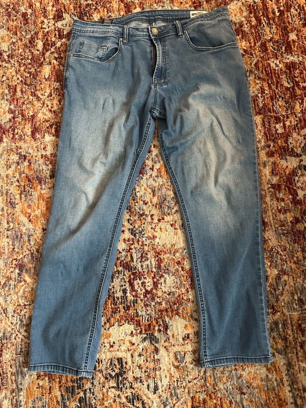 Buffalo David Bitton Light Blue Denim Jeans with Brown Leather Patch